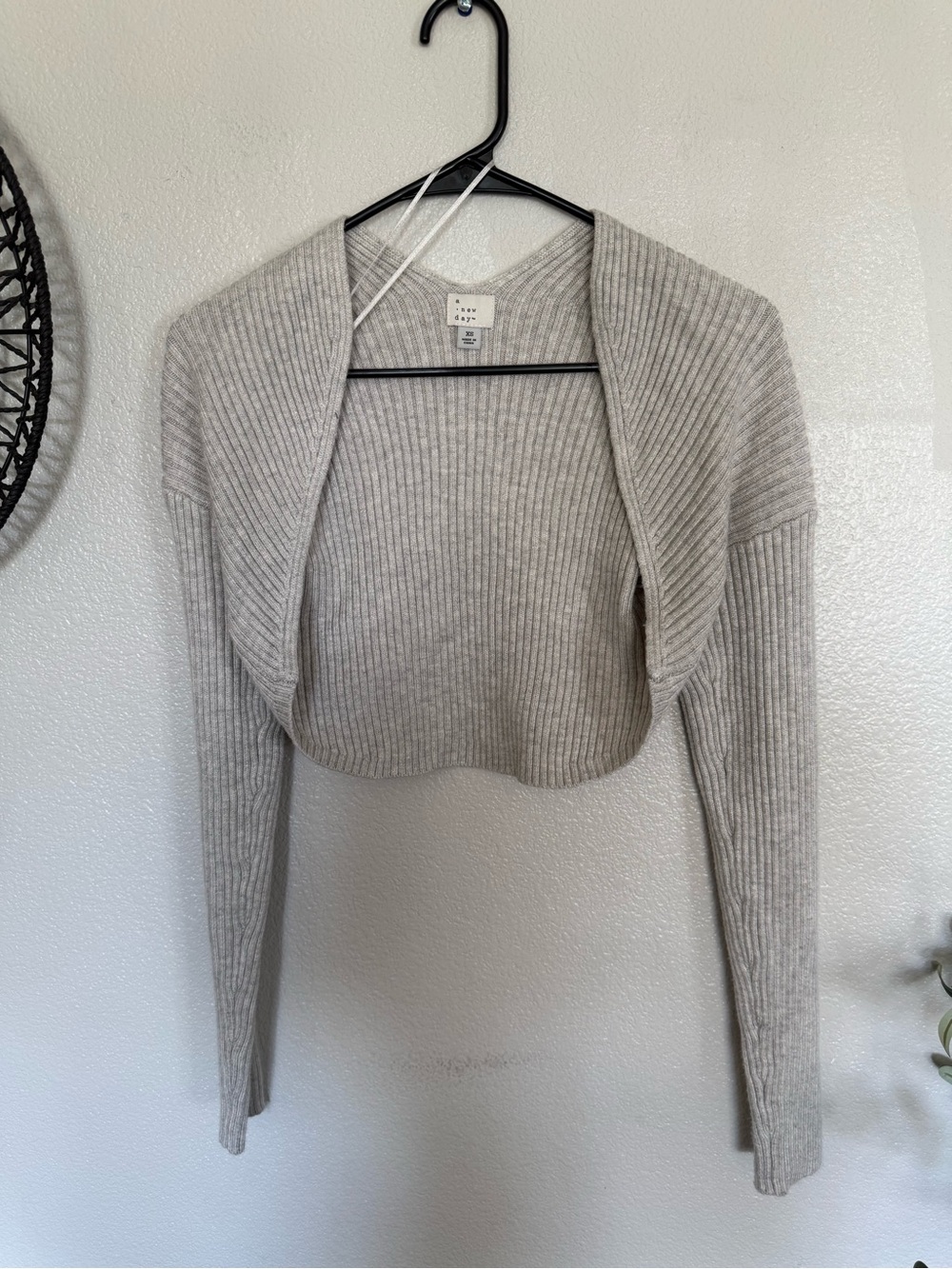 a new day Ribbed Cropped Open-Front Shrug - Light Beige